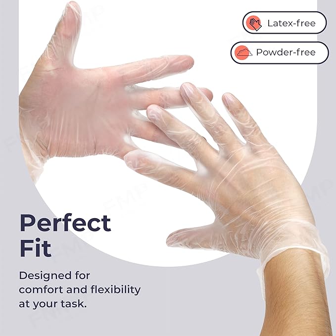 Fit Meal Prep 400 Pack Disposable Latex Free Small Vinyl Food Prep Gloves - Powder Free, Ideal for Kitchen, Bathroom, Household, Gardening