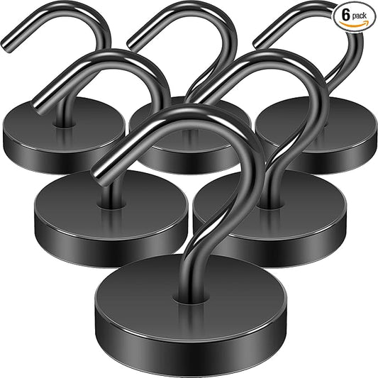 Neosmuk Magnetic Hooks Large Opening, Cruise Ship Essentials, 80lb+ Heavy Duty Magnetic Hooks for Cruise Cabins, Refrigerator, Grill, Hanging, and Travel | Extra Strong Must-Haves Magnet Hook,Black