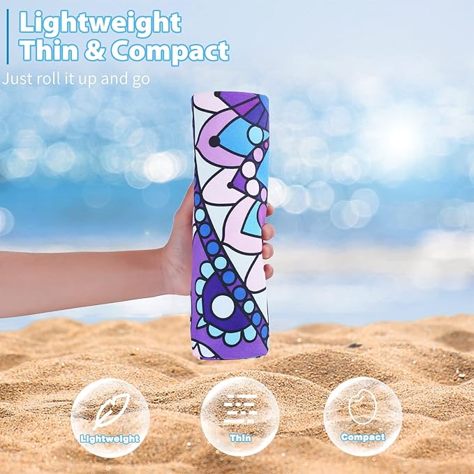 Microfiber Sand Free Beach Towel Thin Quick Dry Super Absorbent Oversized Large Lightweight Towels for Travel Sports Pool Swimming Bath Camping Yoga Girls Women Adults