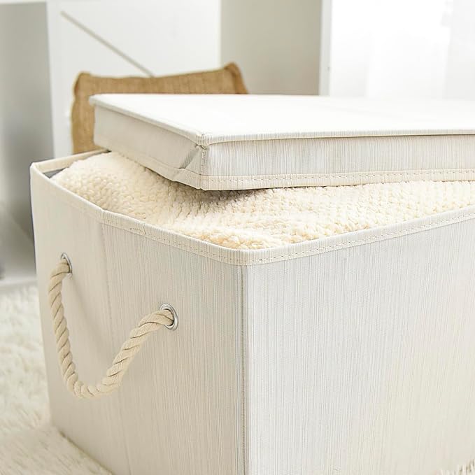 Sukkiri Pack of 2 Large Storage Bins Closet Organizer System, Sturdy Foldable Storage Boxes for Organizing Clothing, Sheets, Books - Shelf Organizer Shelves Basket Storage Bin 16.3"x 12"x 10.24"