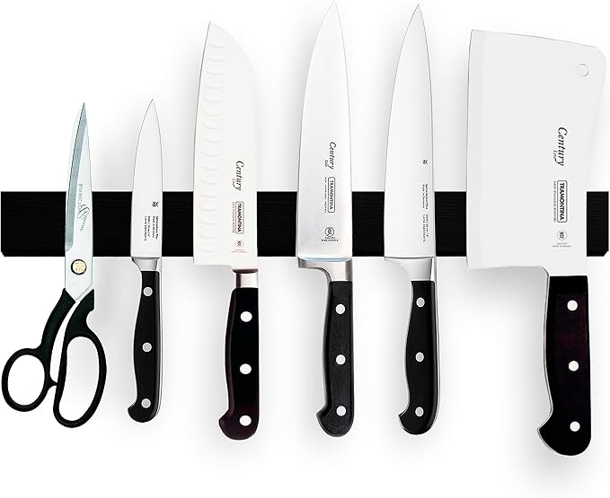 16 Inch Black Wood Knife Magnetic Strip - Wall Kitchen Magnetic Rack Holder