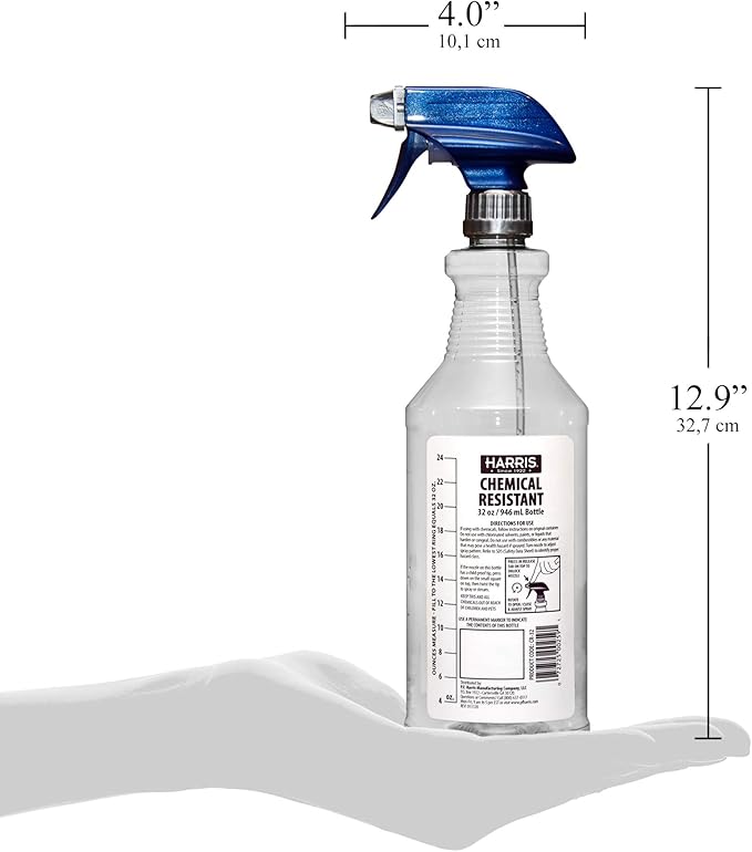 HARRIS 100% Chemically Resistant Professional Spray Bottles, 32oz (12-Pack)