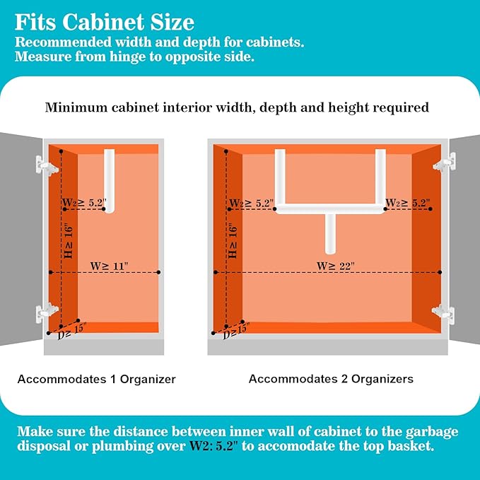 Pull Out Under Sink Organizer, Slide Out Sink Shelf Cabinet Storage for Kitchen Bathroom, Black, 2 Pack