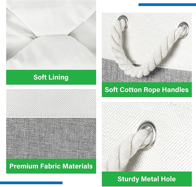 Large Fabric Storage Baskets Set of 3 - Premium Organizer Bins 16x12"
