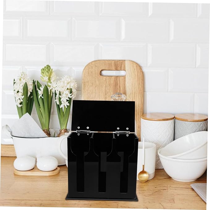 PRETYZOOM 5pcs Acrylic Spoon Rest Storage Case Compartment Utensil Dispenser for Kitchen Organization Scratch-resistant Easy to Clean Compact Design for Silverware Cutlery Holder