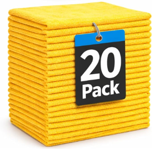 Taski Diversey D7524118 MyMicro Commercial Microfiber Cleaning Cloth, Bulk Cleaning Towels for Housekeeping - Reusable & Lint Free - Large 14 Inch x 14 Inch, Yellow, Pack of 20