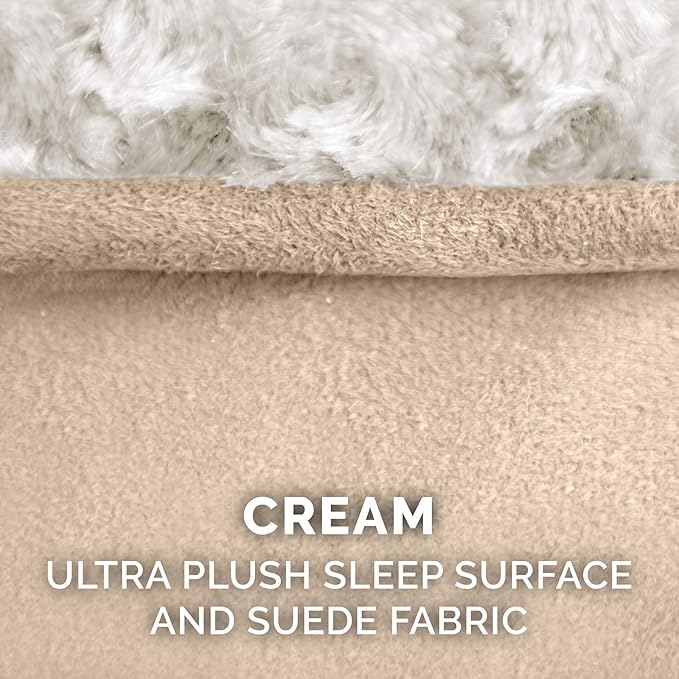 Furhaven Orthopedic Dog Bed for Extra Large Dogs w/ Removable Washable Cover, For Dogs Up to 180 lbs - Ultra Plush Faux Fur & Suede Luxe Lounger Contour Mattress - Cream, Giant/XXXL