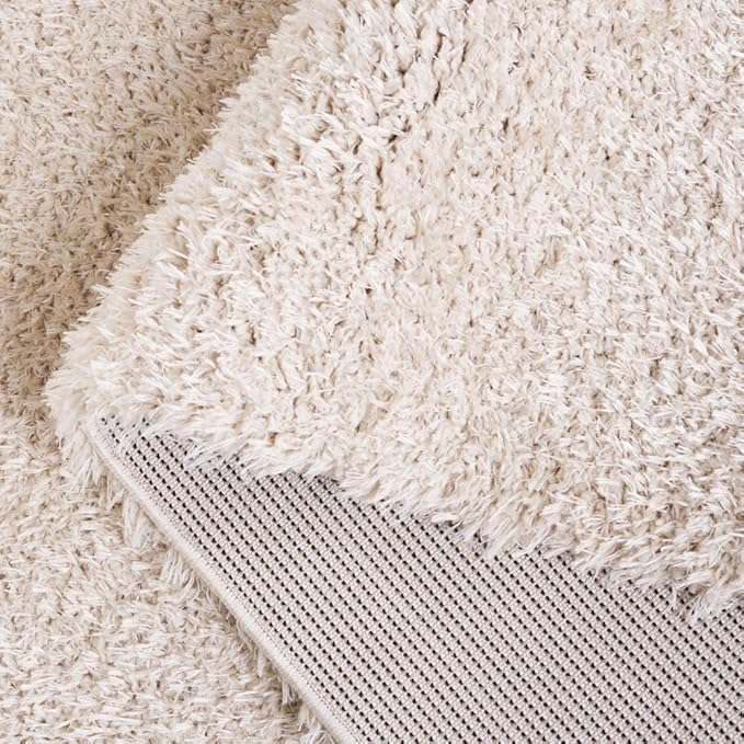 SAFAVIEH Lindsay Shag Collection Square Rug - 6'7" Square, Beige, Contemporary Design, Ideal for High Traffic Areas in Bedroom, Dining Room & Kitchen (LNS560B-7SQ)