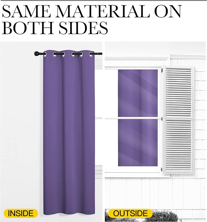 NICETOWN Bedroom Curtain Panels Blackout Draperies, Thermal Insulated Solid Grommet Blackout Curtains/Drapes (Lilac Purple, 1 Pair, 29 by 40-inch)