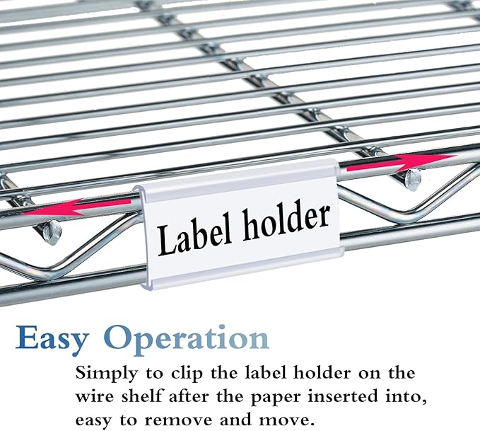 Wire Shelf Label Holders Compatible with Metro 1-1/4in Shelves, ELEMGULY 30 Pack 3in Lx1.4in H Plastic Wire Shelf Label Clips with Label Paper Removable Wire Rack Label Holder Display Clip