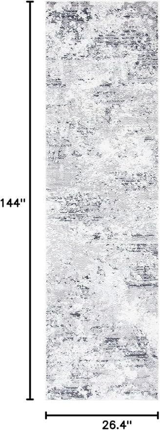 SAFAVIEH Amelia Collection Runner Rug - 2'2" x 12', Grey & Ivory, Modern Abstract Design, Non-Shedding & Easy Care, Ideal for High Traffic Areas in Living Room, Bedroom (ALA705G)