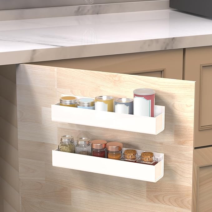 Wall-Mount Acrylic Spice Rack 2-Pack - No Drilling Required