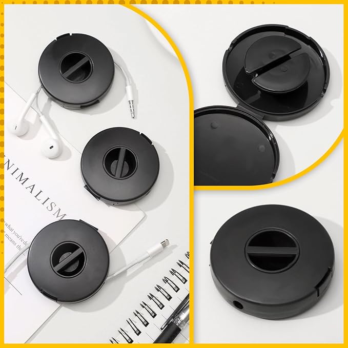 9 Pcs Winder Retractable Charging Cord Winder Flexible Charging Cord Organizer Black Portable Charger Management Headphone Earbud Cable Organizer for USB Travel Organization Storage
