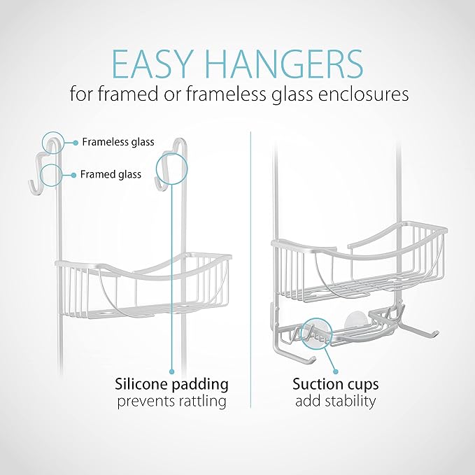 Better Living Products 13634 VENUS 3-Tier Over the Shower Door Caddy, Grey