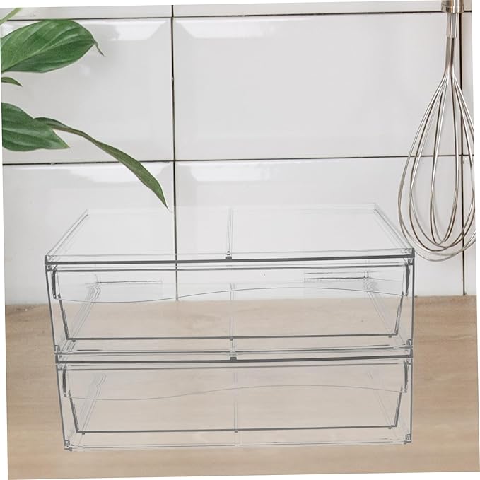 Makeup Storage Organizers 2pcs Desktop Sundry Holder with Drawers Acrylic Cosmetic Box