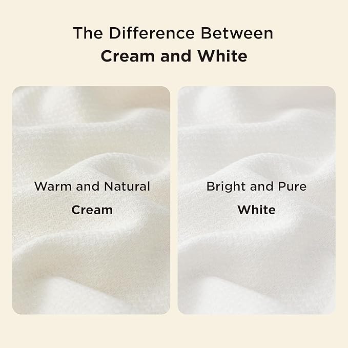 Bedsure GentleSoft 100% Cotton Blanket King Size for Bed - Breathable and Lightweight, Soft Cozy Textured Herringbone Woven Blanket for Summer, Cream, 108x90 inches