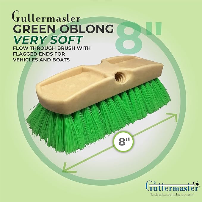 Guttermaster GM-214NP-8 Green 8 Inch Oblong Very Soft Flow Through Brush for Vehicles and Boats
