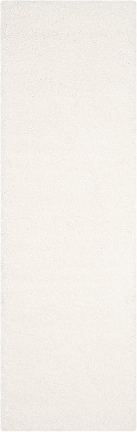 SAFAVIEH Santa Monica Shag Collection Runner Rug - 2'3" x 9' Runner, White, Solid Design, 2-inch Thick Ideal for High Traffic Areas in Living Room, Bedroom, Dining (SGN725-1010-29)