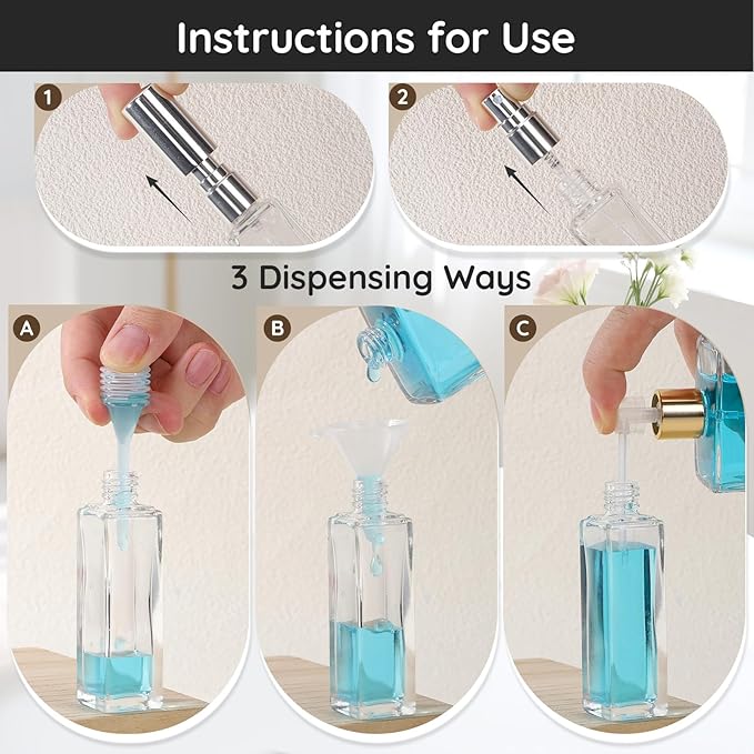 Segbeauty 40pcs 0.69oz Perfume Travel Refillable Sprayer, Small Empty Perfume Bottles for Women, 20ml Travel Atomizer Glass Spray Bottles, Bulk Fine Mist Cologne Atomizer for Men with Transfer Tool