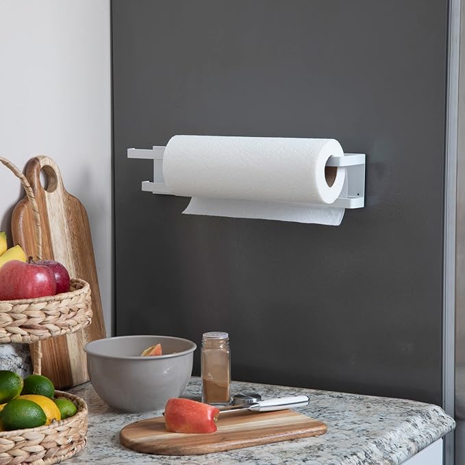 Household Essentials Metal Magnetic Paper Towel Holder, White