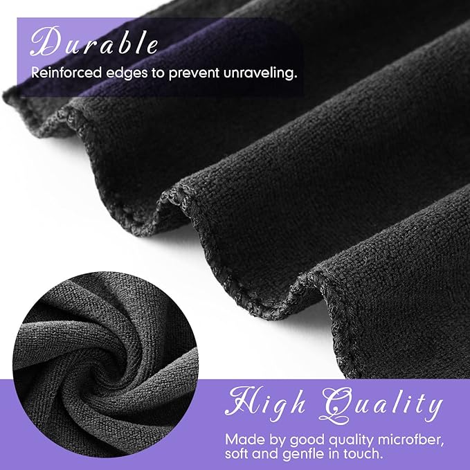 Macarrie 48 Pcs Makeup Towels Gifts Bulk for Women Easter Mother's Day Teacher Employee 12 x 12 Inch Make up Cloth Microfiber Wash Reusable Remover Face Skin Cleaning Soft Absorbent Spa Facial(Black)