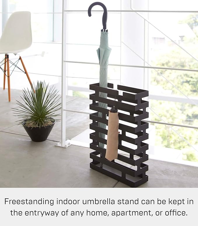 YAMAZAKI Home Brick Umbrella Stand - Storage For Umbrellas & Walking Canes - Steel - Holds 8 Umbrellas