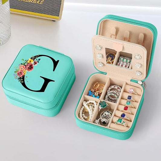 Parima Gifts for Sister - Personalized Birthday Gift for Friend, Sister-In-Law Gift, Party Gifts for Best Friend, Travel Jewelry Case - Letter G, Blue