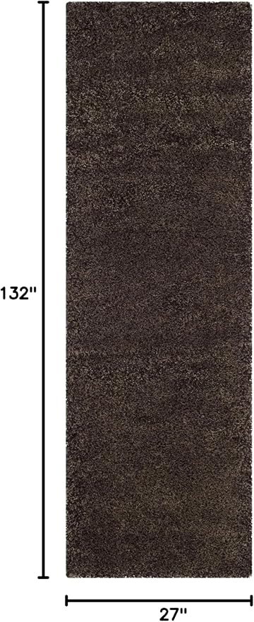 SAFAVIEH Santa Monica Shag Collection 2'3" x 11' Mushroom SGN725 Solid Non-Shedding Living Room Bedroom Dining Room Entryway Plush 2-inch Thick Runner Rug