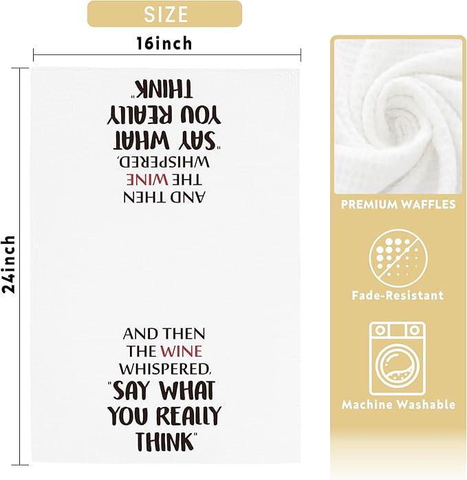 Funny Wine Lovers Kitchen Towels Gifts, Wine Lovers Hand Towels Decoration for Bathroom (16x24 inches)