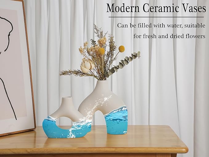 Minimalist White Ceramic Vase Set of 2 — Matte Frosted Finish, Handcrafted