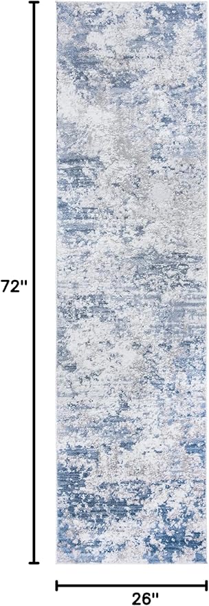 SAFAVIEH Amelia Collection Runner Rug - 2'2" x 6', Grey & Blue, Modern Abstract Design, Non-Shedding & Easy Care, Ideal for High Traffic Areas in Living Room, Bedroom (ALA705F)