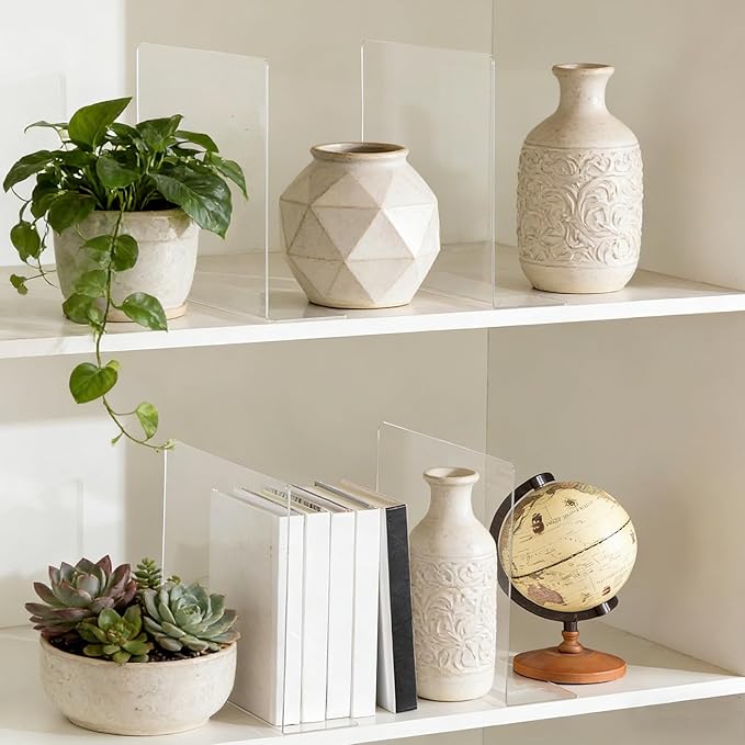 Shelf Dividers for Closet Organization: 12" Tall x 12" Deep Acrylic Closet Shelf Dividers for Clothes Sweater Purse - Clear Organizers and Storage Separators for Home Space Saver Enthusiasts