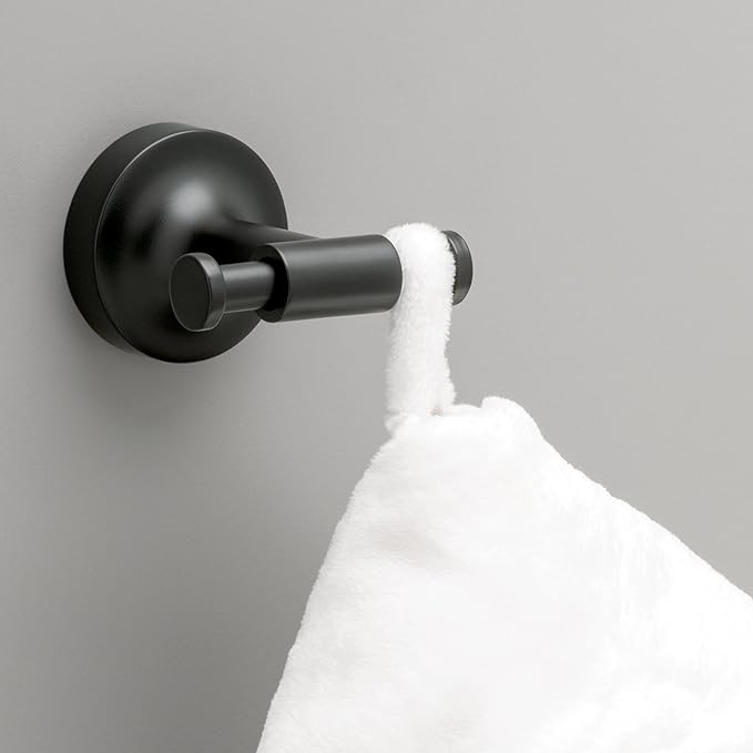 Franklin Brass Voisin (4-Pack) Bathroom Set Matte Black 24" Towel Bar Rack, Toilet Paper Holder, Hand Towel Holder, Hook | Bathroom Accessory Set Towel Holder Hardware Set VOI64-MB