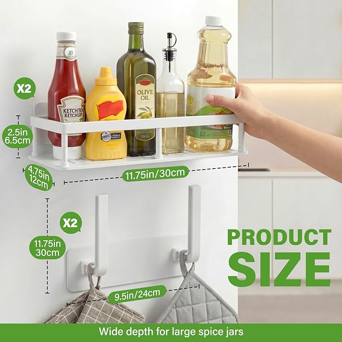 2pc Wall Mounted Floating Shelf, Detachable Storage Rack,No Drill Shelves for Wall,Floating Shelves Damage-Free Expand Walls Space for Living Room Kitchen Bathroom (4, White)