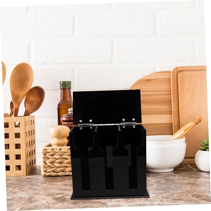 PRETYZOOM Acrylic Utensil Holder with Compartments Spoon and Fork Dispenser for Kitchen Organization Non-Slip Design for Cutlery Storage and Easy Access