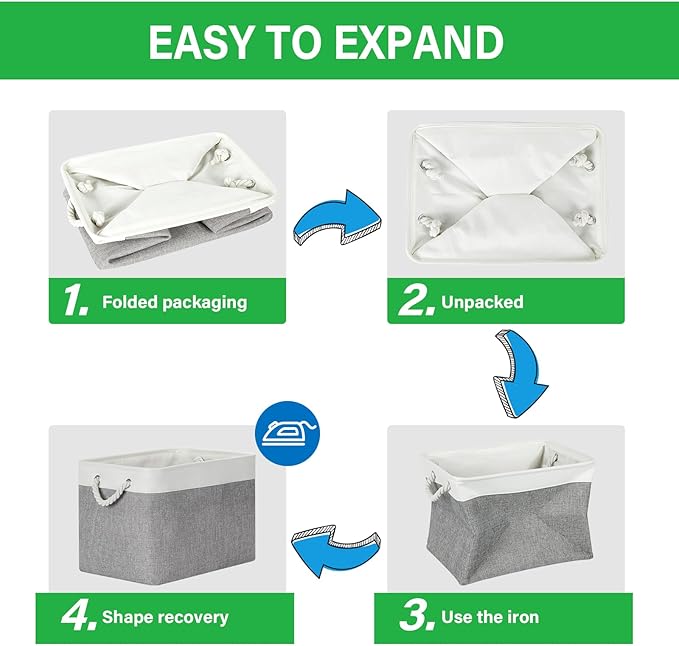 Large Fabric Storage Baskets Set of 3 - Premium Organizer Bins 16x12"
