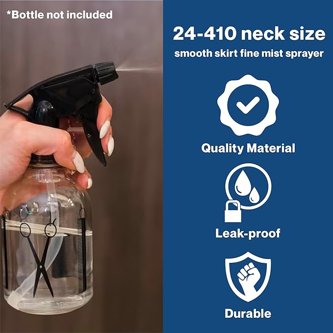 uh*Roh*Muh 24/410 Mini Trigger Sprayer (Pack of 25) Black - Smooth Skirt Design, Easy Fit, Adjustable Spray Nozzle - Perfect for DIY, Home, and Garden Use