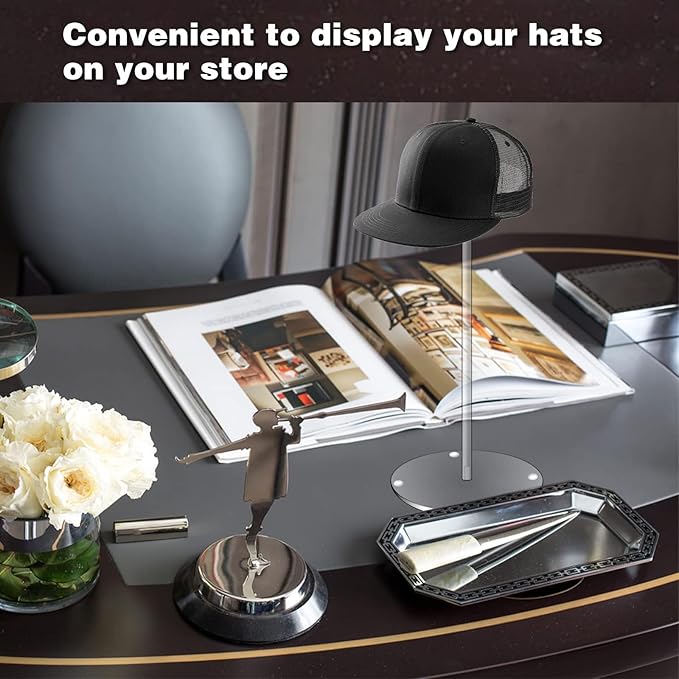 Acrylic Hat Display Stand 2 Pack- Thickened Base for Helmet, Wig, Cowboy hat, baseballcap, closet holder rack organizer( 11.8Inch Height)
