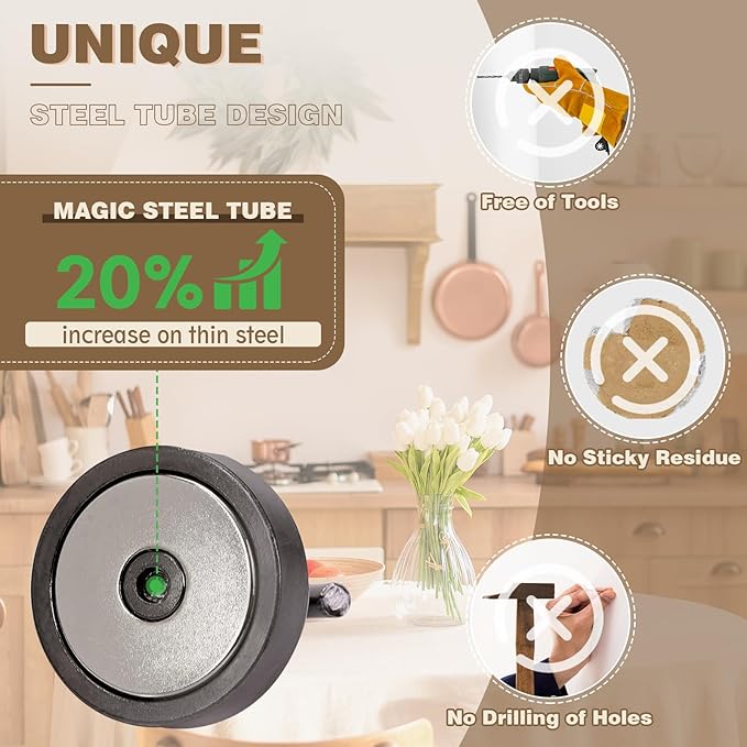 Neosmuk Magnetic Hooks, Cruise Ship Essentials, 80lb+ Heavy Duty Magnetic Hooks for Cruise Cabins, Refrigerator, Grill, Hanging, and Travel | Extra Strong Must-Haves Magnet Hook,Grey