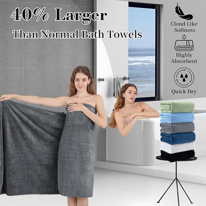 Extra Large Bath Sheet Set of 4,Ultra Soft Fluffy Towel,35”x 70”Oversized Bath Towel Set,Premium Microfiber Bathroom Towel Set Highly Absorbent Quick Dry Shower Towel for Bathroom,Hotel,Spa(Grey)