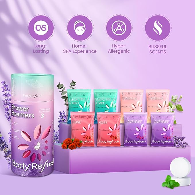 Shower Steamers Aromatherapy 8 Pack - Birthday Gifts for Women, Valentines Day Gifts for Her Wife Mom, Shower Bombs for Stress Relief, Spa Gifts for Women, Easter Basket Essentials