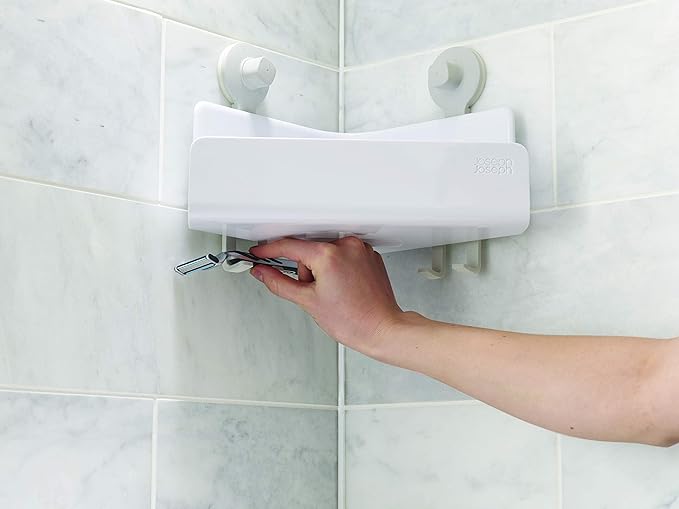 Joseph Joseph EasyStore Corner Shower Caddy, 2 Pack (no Mirror), White