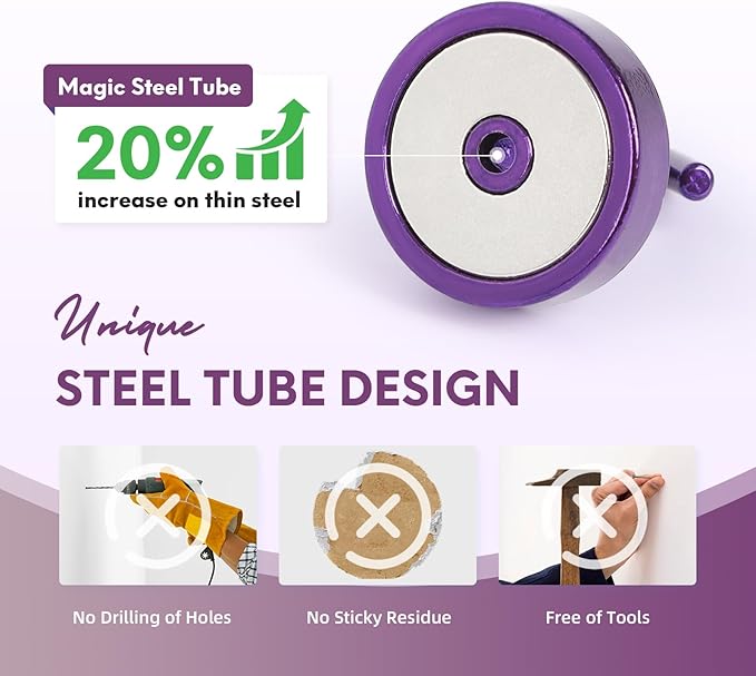 Neosmuk Magnetic Hooks, Cruise Ship Essentials, 8lb+ Heavy Duty Magnetic Hooks for Cruise Cabins, Refrigerator, Grill, Hanging, and Travel | Extra Strong Must-Haves Magnet Hook,Purple