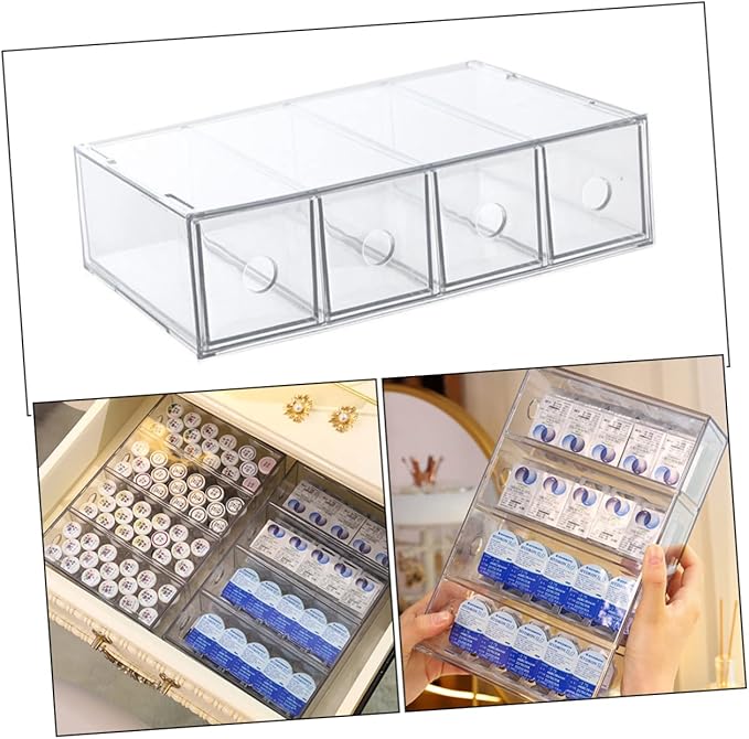 Clear Acrylic Makeup Organizer Drawer Stackable Storage Box for Cosmetics Jewelry and Accessories Elegant Design Space-saving for Vanity and Desktop Organization