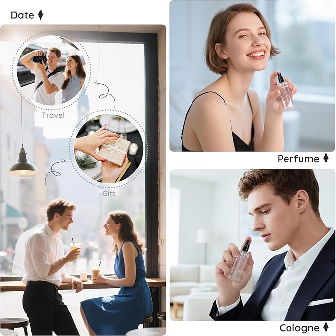 Segbeauty 20pcs 1oz Refillable Glass Perfume Spray Bottle, Empty Travel Cologne Sprayer, 30ml Travel Atomizer Sprayer for Perfume Glass Spray Bottles, Bulk Fragrance Atomizer with Dispensing Tool