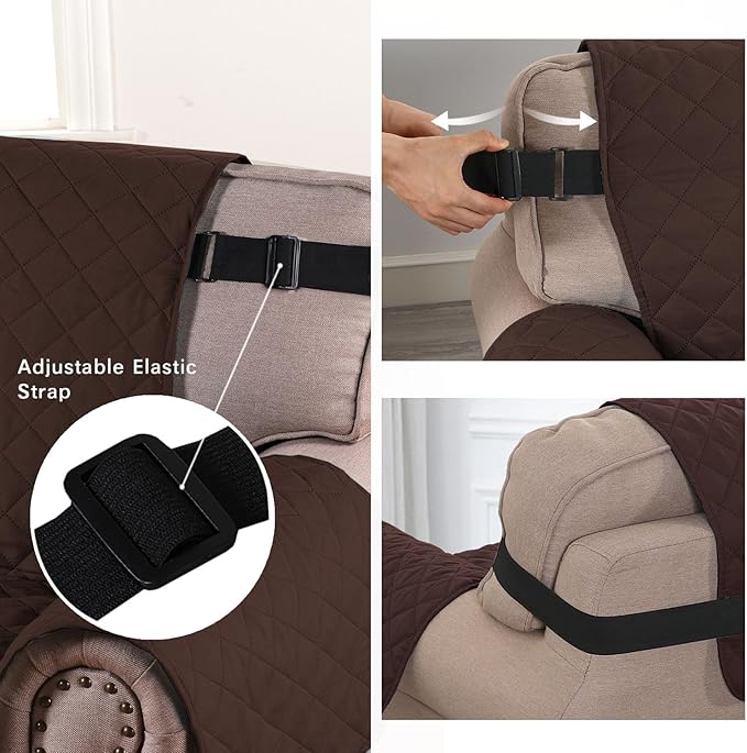 H.VERSAILTEX Sofa Slipcover Reversible Sofa Cover Seat Width Up to 66" Water Resistant Couch Cover with Elastic Strap Quilted Furniture Protector for Pets(Sofa, Brown/Beige)