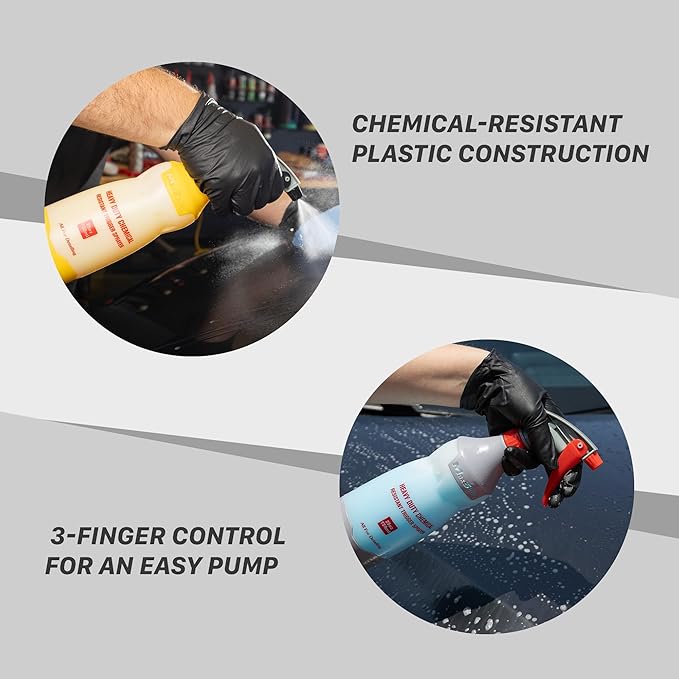 Maxshine Heavy Duty Spray Bottle – 25oz Chemical-Resistant Detailing Sprayer with Adjustable Nozzle & Ergonomic Trigger for Car Cleaning, Garage, Home (4-Color Set)