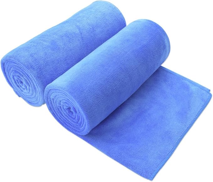 Bath Towels Set, Large Microfiber Bath Towel for Adult, 2 Pack 30" x 60" - Soft, Absorbent, Quick Dry, Lint Free, Perfect for Sauna, Pool, Gym, Shower, Hair Wrap, Fitness, Sport, Yoga, Blue