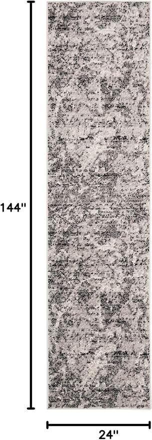 SAFAVIEH Skyler Collection 2' x 12' Charcoal/Ivory SKY186L Modern Abstract Non-Shedding Living Room Dining Entryway Foyer Hallway Runner Rug