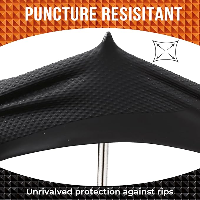 Heavy Duty 10 Mil Nitrile Disposable Gloves with Raised Diamond Texture, Latex-Free, Powder-Free, Extra Strong, Chemical Resistant, Durable for Mechanics, Industrial Work, Auto Repair, Large